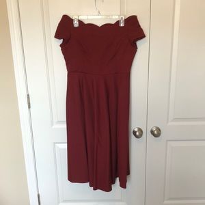 Maroon XL Off-the-Shoulder Dress